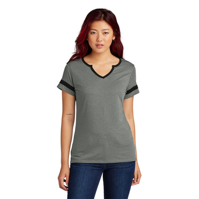 CAPELLA Sport-Tek® Ladies Halftime Notch Neck Tee - Vintage Heather/Black