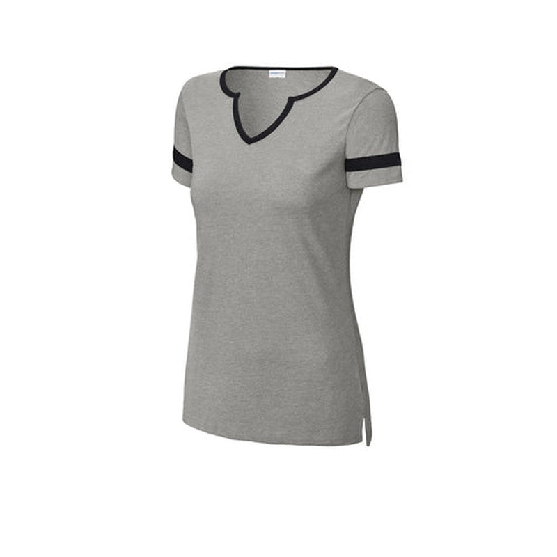 CAPELLA Sport-Tek® Ladies Halftime Notch Neck Tee - Vintage Heather/Black