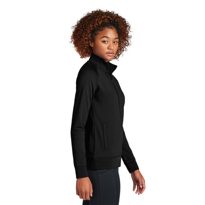 CAPELLA Sport-Tek® Ladies Sport-Wick® Stretch Full-Zip Cadet Jacket - Black