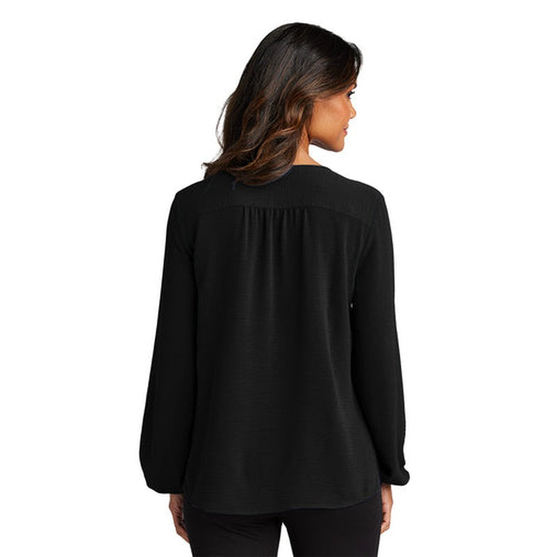 CAPELLA Port Authority® Women's Textured Crepe Blouse - Deep Black