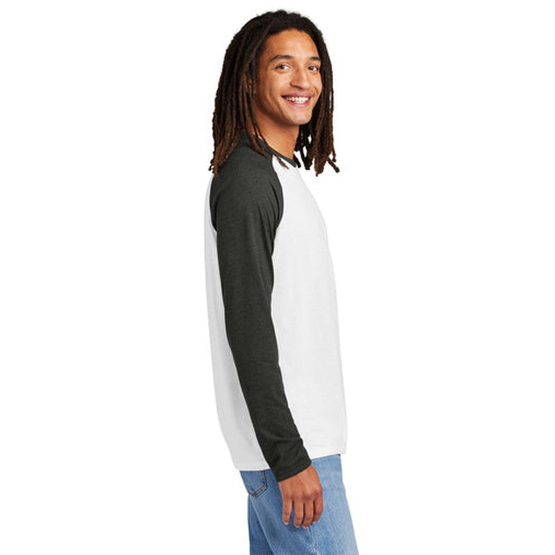 CAPELLA Allmade® Unisex Tri-Blend Long Sleeve Colorblock Raglan - Space Black/Bright White