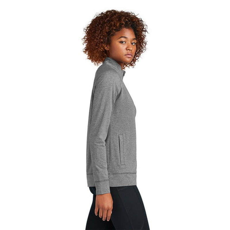 CAPELLA Sport-Tek® Ladies Sport-Wick® Stretch Full-Zip Cadet Jacket - Charcoal Grey Heather