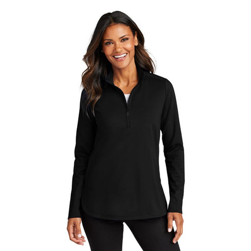 CAPELLA Port Authority® Ladies C-FREE® Double Knit 1/4-Zip - Deep Black
