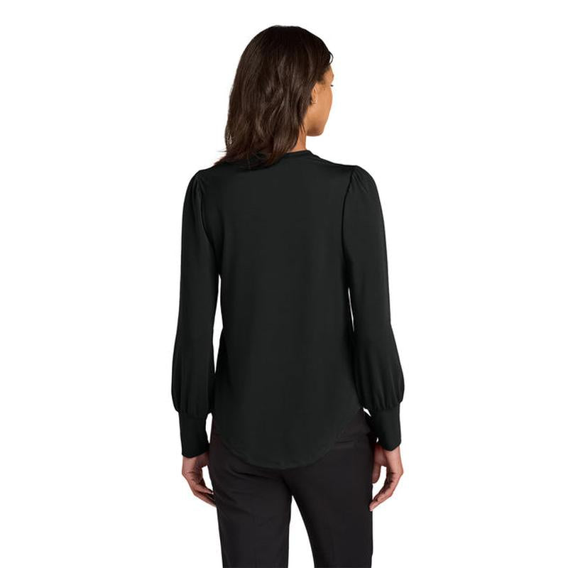 NEW CAPELLA Mercer+Mettle® Women’s Stretch Jersey Long Sleeve Blouson Top - Deep Black