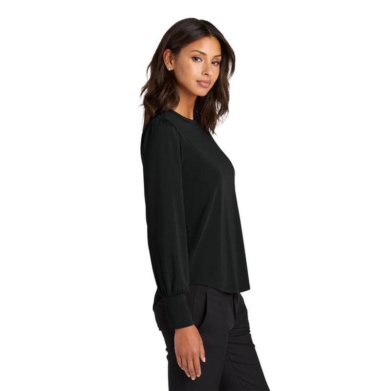 NEW CAPELLA Mercer+Mettle® Women’s Stretch Jersey Long Sleeve Blouson Top - Deep Black