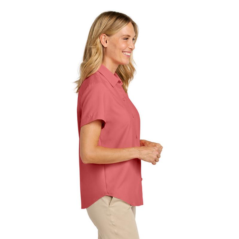 NEW Capella Port Authority® Women’s Short Sleeve UV Dockside Shirt - Coral Reef