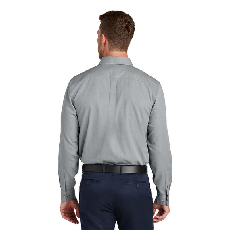NEW CAPELLA Port Authority® Long Sleeve Nailhead Easy Care Shirt - Gusty Grey
