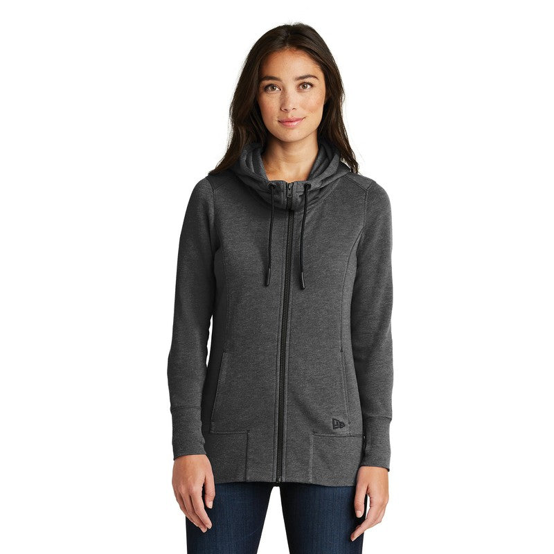 CAPELLA New Era® Ladies Tri-Blend Fleece Full-Zip Hoodie - Black Heather