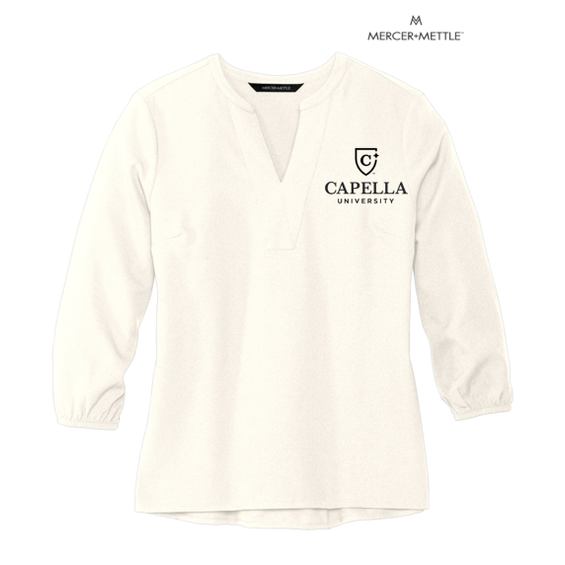 CAPELLA Mercer+Mettle™ Women's Stretch Crepe 3/4-Sleeve Blouse - Ivory Chiffon