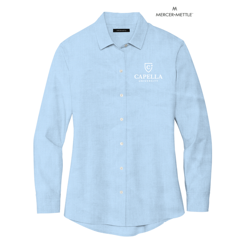 CAPELLA Mercer+Mettle® Women’s Long Sleeve Stretch Woven Shirt - Air Blue End on End