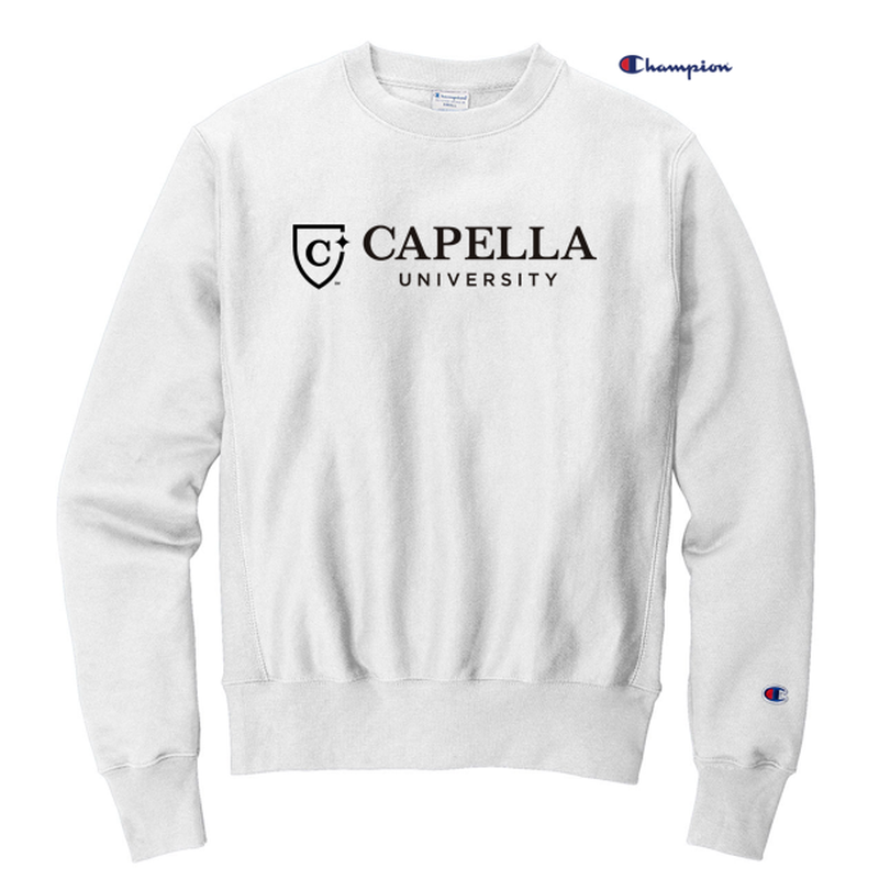 Champion reverse weave white crew neck sweatshirt sales