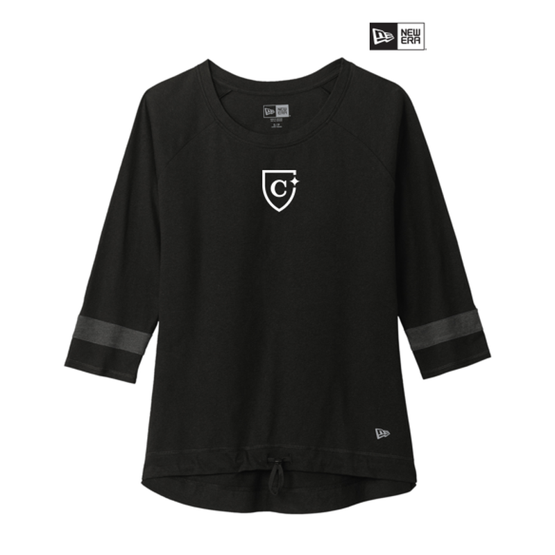 CAPELLA New Era ® Ladies Tri-Blend 3/4-Sleeve Tee - Black Solid/ Graphite