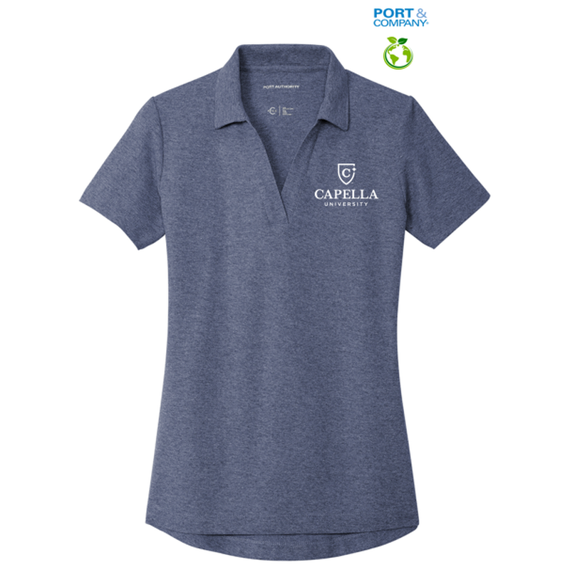 CAPELLA Port Authority® Ladies C-FREE ™ Cotton Blend Pique Polo - Navy Heather