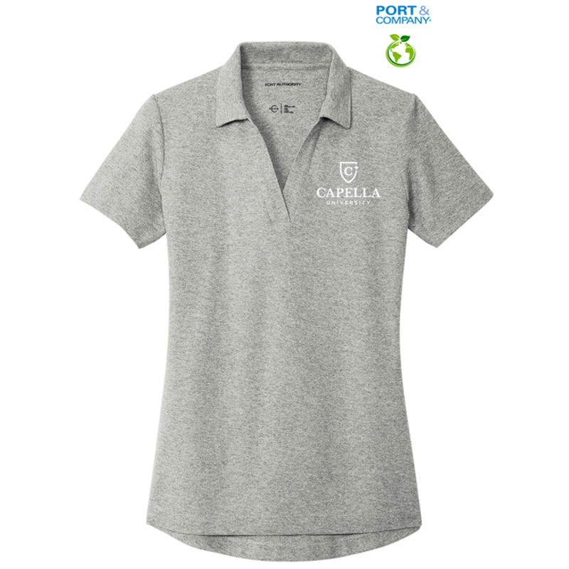 CAPELLA Port Authority® Ladies C-FREE ™ Cotton Blend Pique Polo - Deep Smoke Heather
