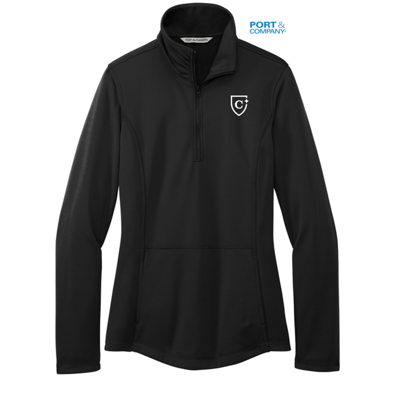 CAPELLA Port Authority® Ladies Smooth Fleece 1/4-Zip - Deep Black