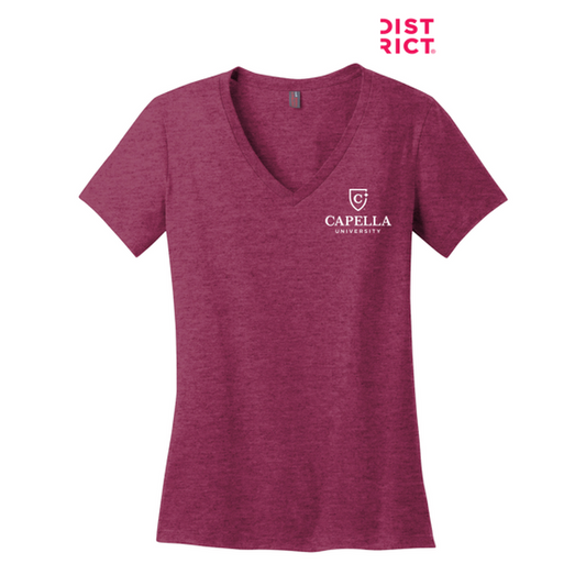 NEW CAPELLA District ® Women’s Perfect Weight ® V-Neck Tee - Heathered Loganberry