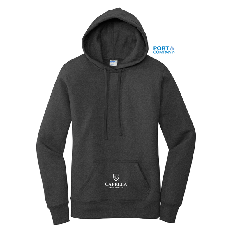 CAPELLA Port & Company ® Ladies Core Fleece Pullover Hooded Sweatshirt - Dark Heather Grey