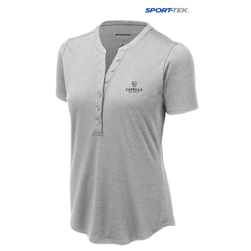 CAPELLA Sport-Tek ® Ladies Endeavor Henley - Light Grey Heather