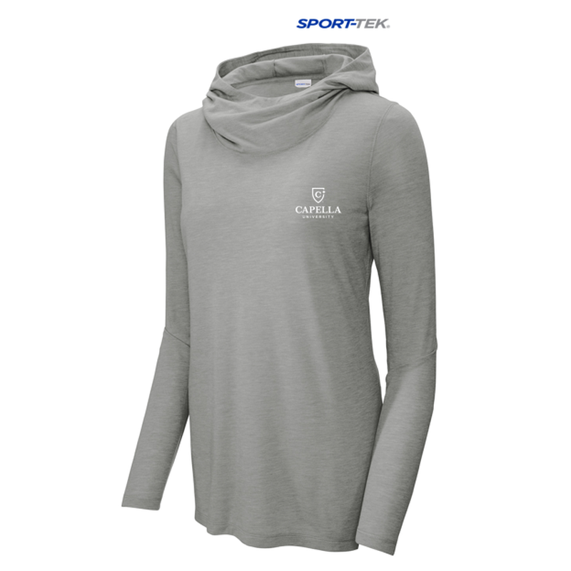 CAPELLA Sport-Tek ® Ladies PosiCharge ® Tri-Blend Wicking Long Sleeve Hoodie - Light Grey Heather