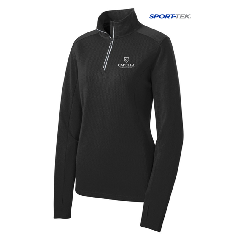 CAPELLA Sport-Tek® Ladies Sport-Wick® Textured 1/4-Zip Pullover - Black
