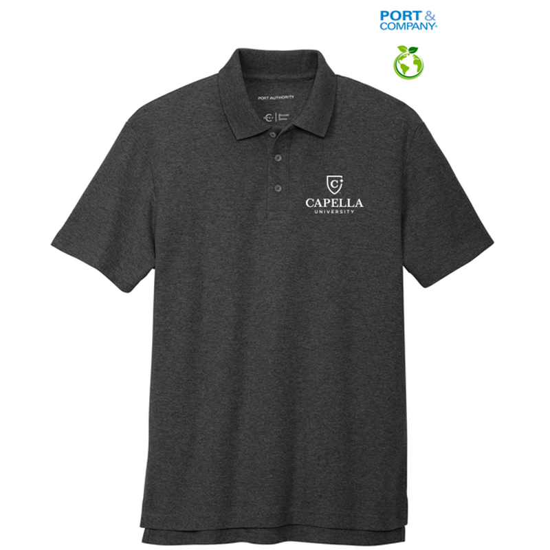 CAPELLA Port Authority® C-FREE ™ Cotton Blend Pique Polo - Charcoal Heather