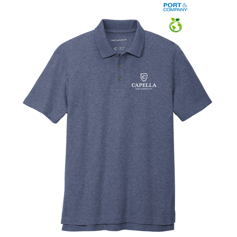 CAPELLA Port Authority® C-FREE ™ Cotton Blend Pique Polo - Navy Heather