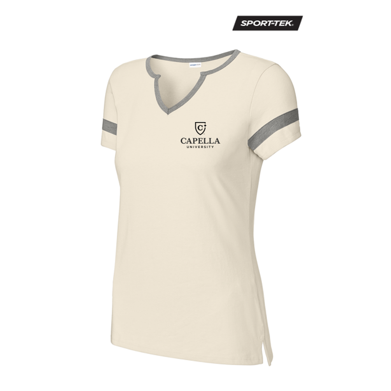 CAPELLA Sport-Tek® Ladies Halftime Notch Neck Tee - Ecru/Vintage Heather