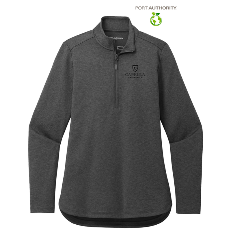 CAPELLA Port Authority® Ladies C-FREE® Double Knit 1/4-Zip - Grey Steel Heather