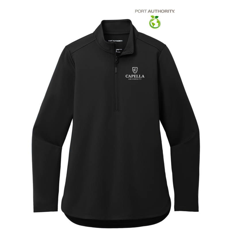 CAPELLA Port Authority® Ladies C-FREE® Double Knit 1/4-Zip - Deep Black