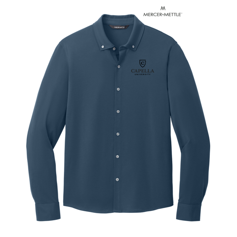 CAPELLA Mercer+Mettle™ Stretch Jersey Long Sleeve Shirt - Insignia Blue