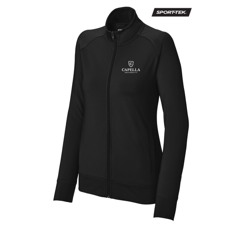 CAPELLA Sport-Tek® Ladies Sport-Wick® Stretch Full-Zip Cadet Jacket - Black