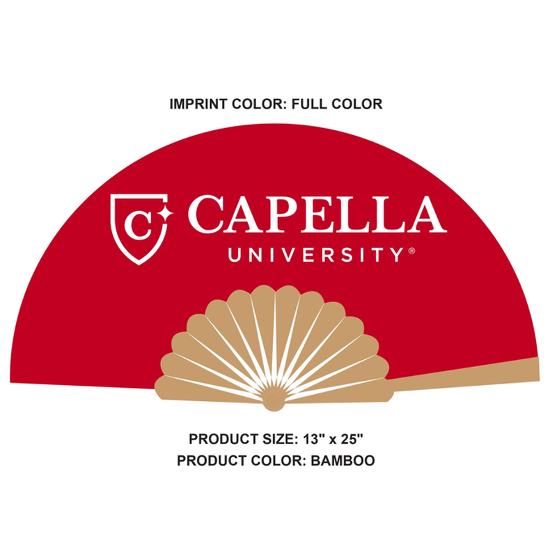 CAPELLA Satin & Bamboo Hand Fan 13" x 25" Red