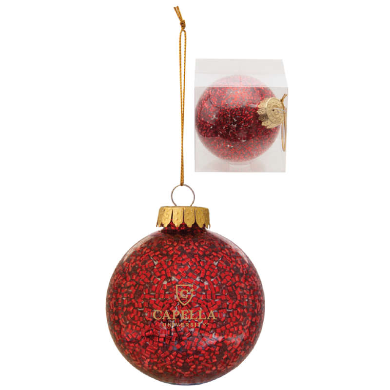 CAPELLA Holiday Glitz Ornament - Red with Gold Logo