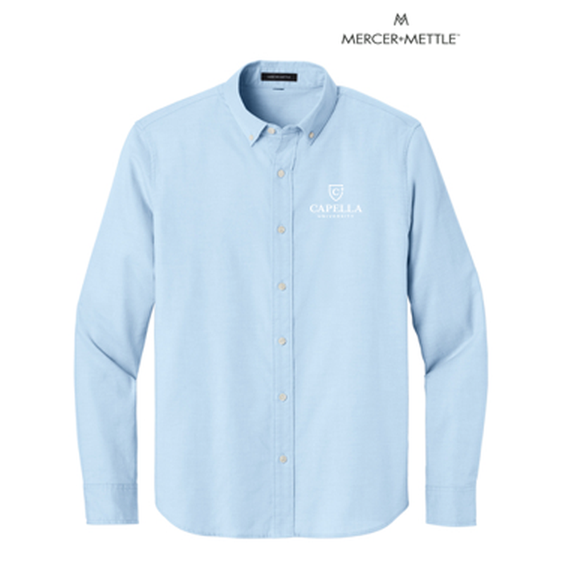 NEW Capella Mercer+Mettle® Long Sleeve Modern Oxford Shirt - Light Blue