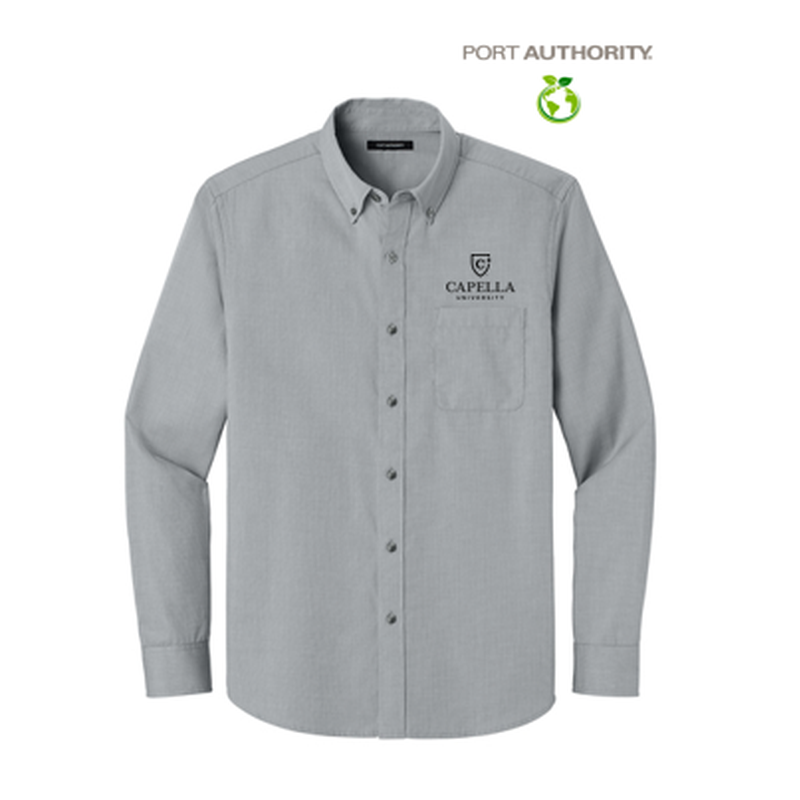 NEW CAPELLA Port Authority® Long Sleeve Nailhead Easy Care Shirt - Gusty Grey