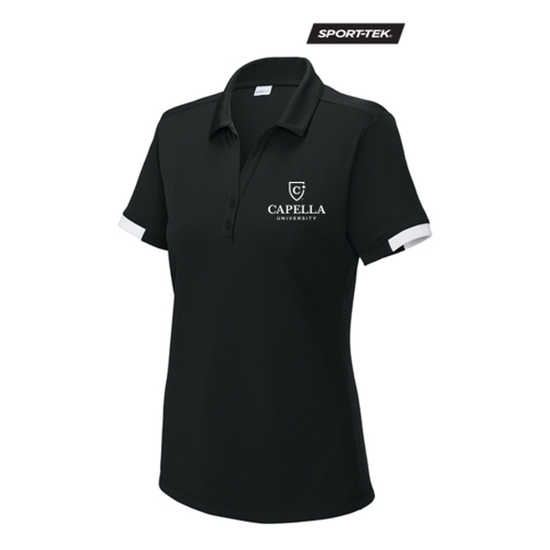 NEW CAPELLA Sport-Tek® Women’s Club Colorblock Polo - Black/White