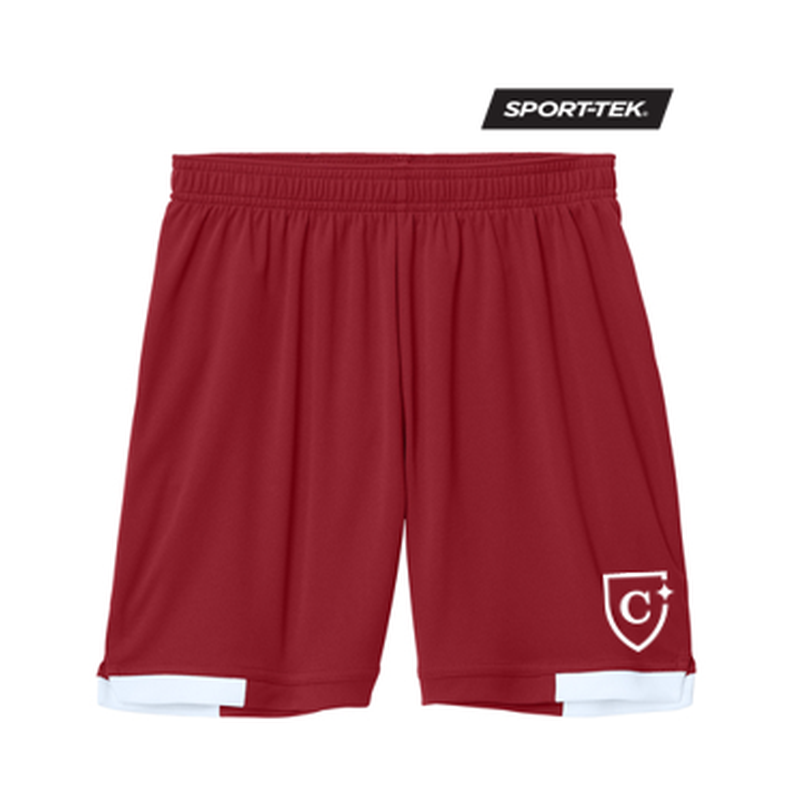 NEW CAPELLA Sport-Tek® Youth Club 5” Short - Red/White