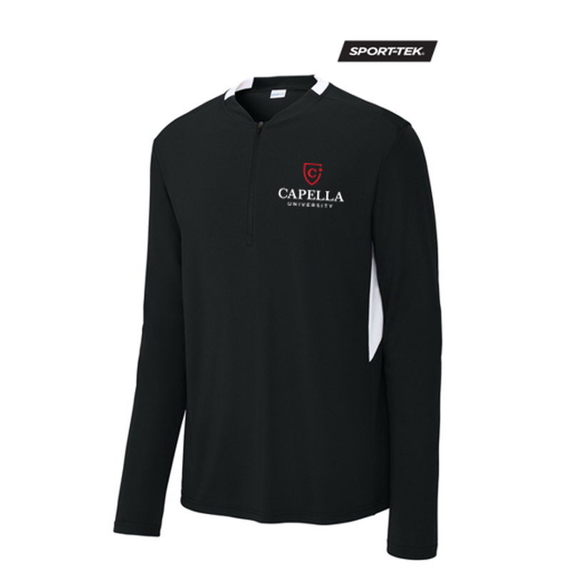 NEW CAPELLA Sport-Tek® Club 1/4-Zip Pullover - Black/White
