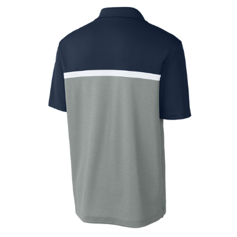 NEW CAPELLA Sport-Tek® UV Micropique Colorblock Polo - Navy/Grey/White