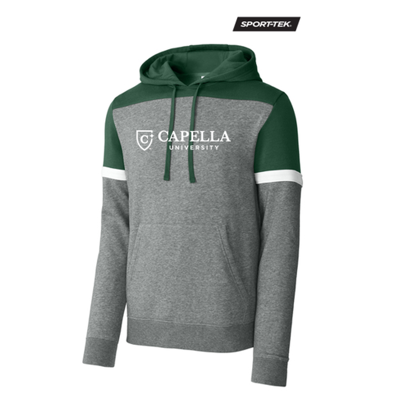 NEW CAPELLA Sport-Tek® Drive Fleece Colorblock Hoodie - Forest Green/Vintage Heather