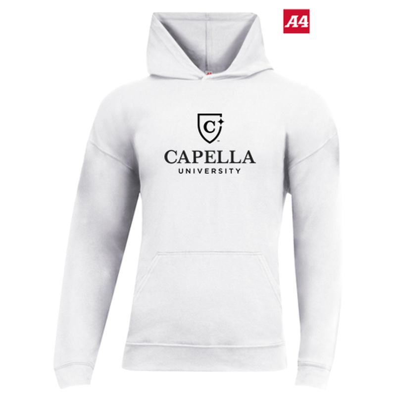NEW CAPELLA A4 Softek Long Sleeve Hooded Tee - White