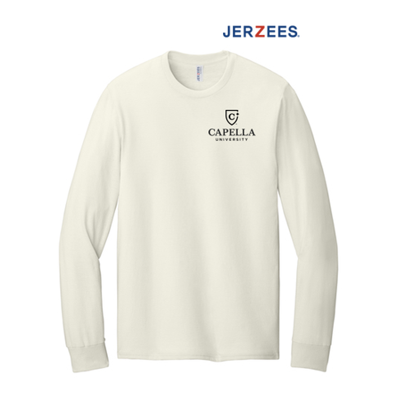 NEW CAPELLA Jerzees Classics® Unisex Cotton Long Sleeve T-Shirt - Sweet Cream Heather