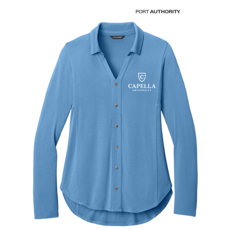 NEW CAPELLA Port Authority® Women’s Luxe Knit Button Tunic - Carolina Blue