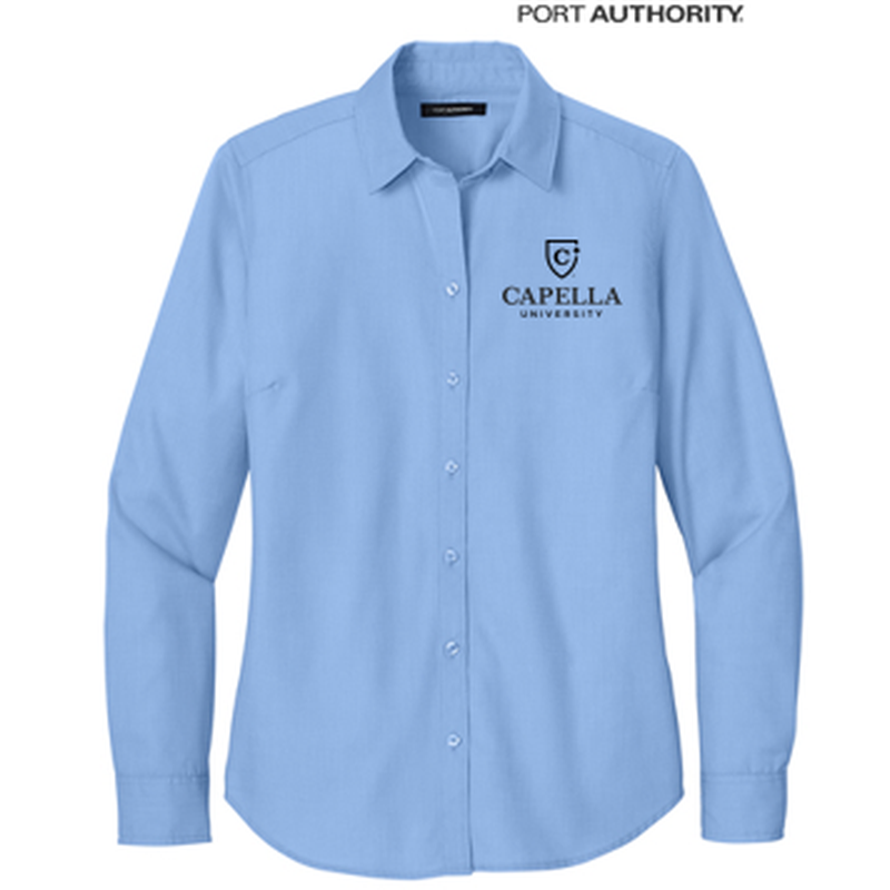 NEW CAPELLA Port Authority® Women’s Long Sleeve Nailhead Easy Care Shirt - Swiss Blue