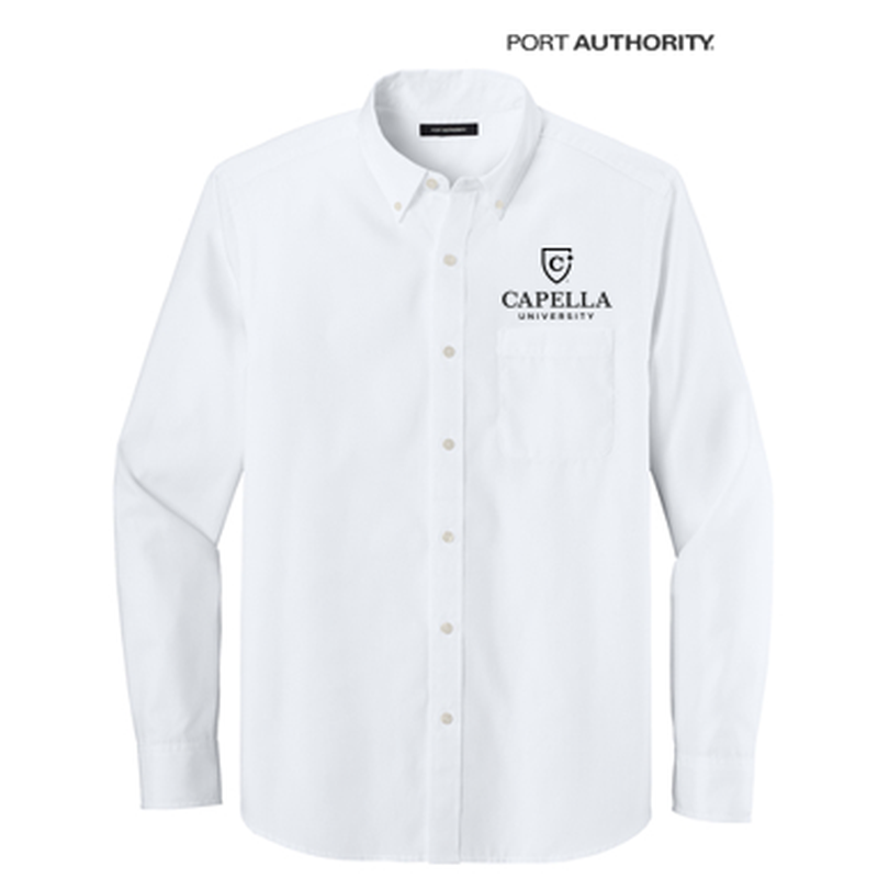 NEW CAPELLA Port Authority® Long Sleeve Nailhead Easy Care Shirt - White