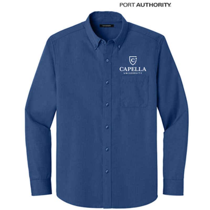 NEW CAPELLA Port Authority® Long Sleeve Nailhead Easy Care Shirt - Mediterranean Blue
