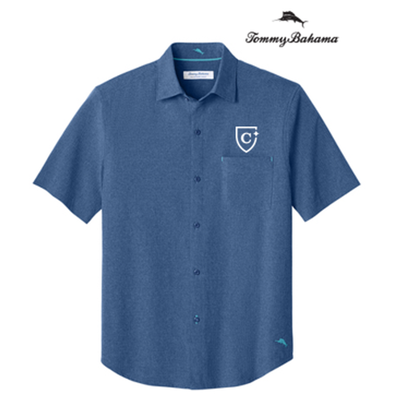 NEW CAPELLA Tommy Bahama® Sandy Point Short Sleeve Shirt (1.5-in logo) - Classic Blue