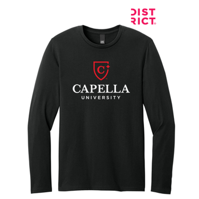 NEW CAPELLA District® Perfect Weight® CVC Long Sleeve Tee (10-in logo) - Black