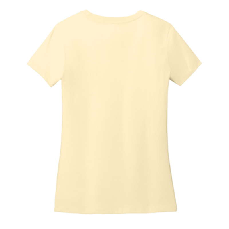 NEW CAPELLA District® Women’s Perfect Weight® CVC Tee (10-in logo) - Soft yellow