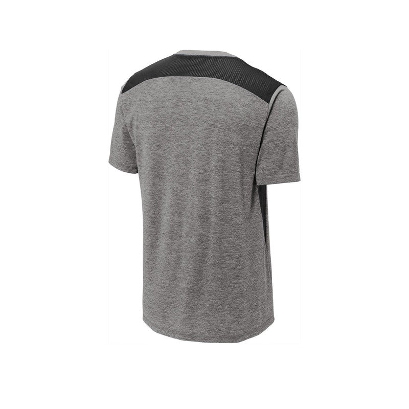 CAPELLA Sport-Tek ® PosiCharge ® Tri-Blend Wicking Draft Tee - Black/ Dark Grey Heather